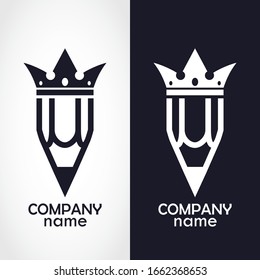 pencil vith crown simple creative logo design