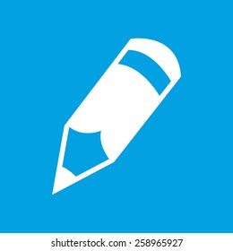 Pencil web white icon isolated on a blue background. Vector symbol