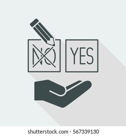 A pencil which marks the option "no"