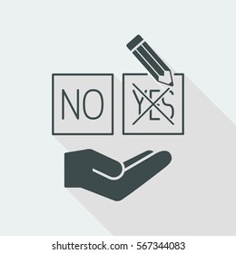 A pencil which marks the option "yes"