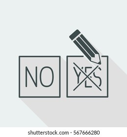 A pencil which marks the option "yes"