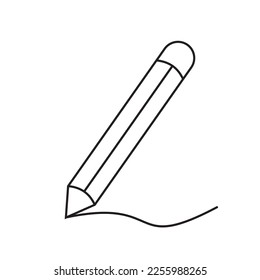 icono de vector de línea de fondo blanca de lápiz