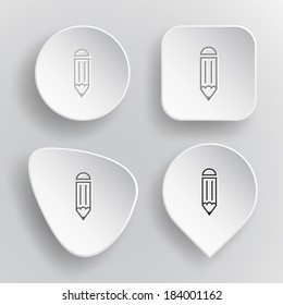 Pencil. White flat vector buttons on gray background.
