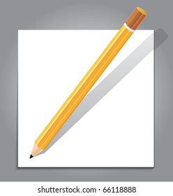 Pencil  with white note paper.