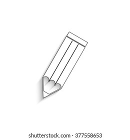 pencil - white vector icon with  shadow