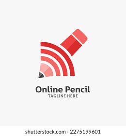 Pencil and wifi signal for online pencil logo design