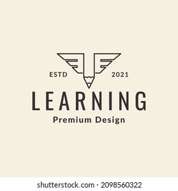 lápiz con alas línea creativa hipster diseño vector símbolo gráfico icono ilustración idea creativa