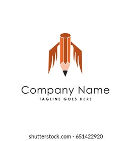 pencil wings icon logo template