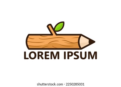 Pencil wood logo template design vector