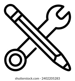 Pencil, Pencil Wrench Vector Icon, Lineal style icon, from Work in Progress icons collection, isolated on white Background.