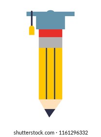 pencil write with hat graduation isolated icon