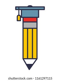 pencil write with hat graduation isolated icon