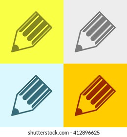 Pencil or Write Icon on Four Different Backgrounds. Eps-10.