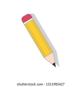 Pencil write isolated icon. Pencil icon in flat design. Vector illustration. Pencil on white background with shadow.