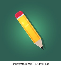 Pencil write isolated icon. Pencil icon in flat design. Vector illustration. Pencil on white background with shadow.