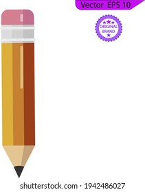 Pencil write isolated icon. pencil write isolated icon. Flat Design vector icon. Orange thick pencil with eraser.