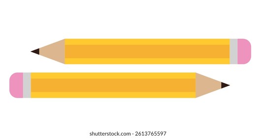pencil write isolated icon pencil; yellow graphite tool for writing and drawing with pink eraser isolated on white background. vector illustration