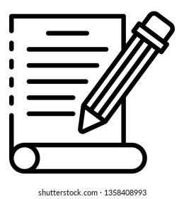 Pencil write letter icon. Outline pencil write letter vector icon for web design isolated on white background