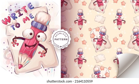 Pencil write lettrer - seamless patrern