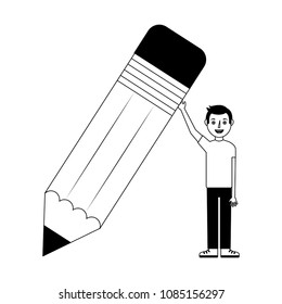 pencil write with man isolated icon