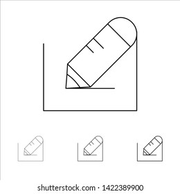 Pencil, Write, Text, School Bold and thin black line icon set
