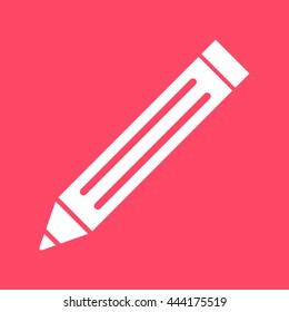 Pencil Or Write white icon on magenta color background. Eps-10.