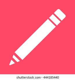 Pencil Or Write white icon on magenta color background. Eps-10.