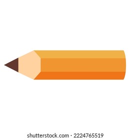 Pencil write. Yellow pencil sharpened .School writing supplies.Vector flat illustration.Isolated on white background.