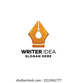 Pencil Writer Lamp Gradient Logo Template