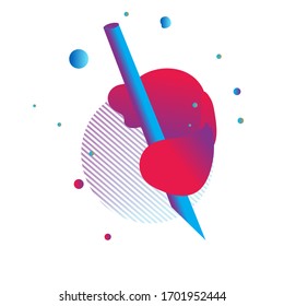 Pencil for the writer on the background of an isolated abstract liquid form. Vector illustration.