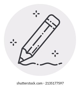 Pencil Writes Flat Icon Isolated On White Background