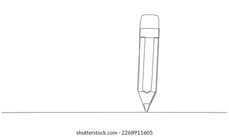 Bleistiftschrift mit kontinuierlicher Zeilenzeichnung. Lineares Bildungs-Symbol Vektorgrafik einzeln auf Weiß.