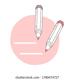 La nota de escritura a lápiz. Mark está. Ilustración del vector aislada en un fondo blanco