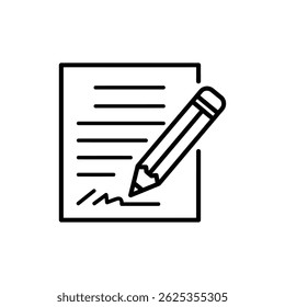 Pencil Writing on Paper Icon for Writing Skills and Education