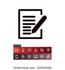 Pencil writing on paper vector icon