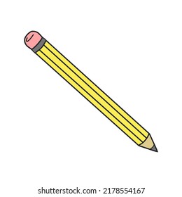 Pencil for writing. School office. Hand drawn vector illustration.