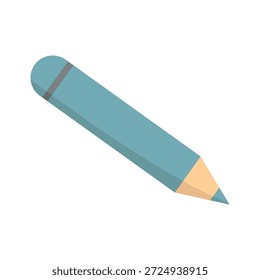 Pencil writing tool. Light blue instrument. Flat artistic supply. Vector sketch element. EPS 10.