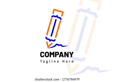 pencil writing with web code illustration logo template for developer, marketplace, software, team, technology, fin tech, coder, website, programmer, studio professional