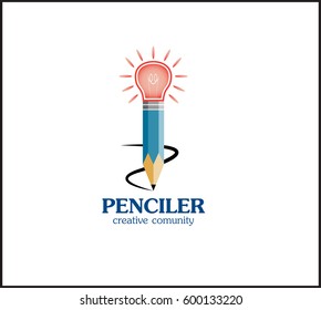 Pencil-er Creative Community logo vector template