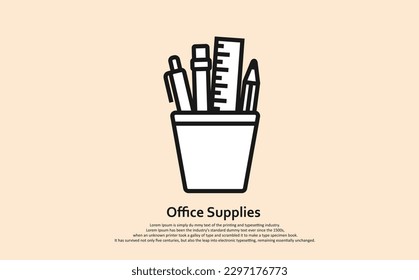 Pencil,ruler,pen in pencil stand icon, stationery icon in trendy outline style design.