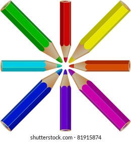pencils against white background, abstract vector art illustration