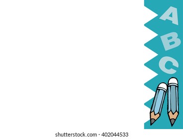 Pencils with alphabet background. Vector cartoon for education in doodle style