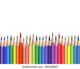 Pencils background. Isolated vector pencils. Colour pencils illustration. Pencils on white.