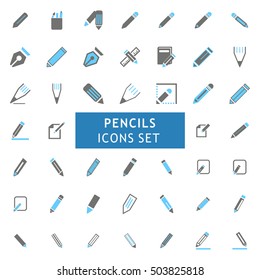 Pencils Black and Gray Icon set