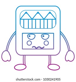 pencils in box kawaii character