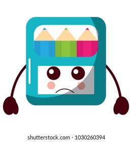 pencils in box kawaii character