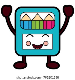 pencils in box kawaii character