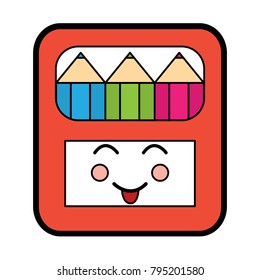 pencils in box kawaii character