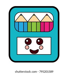 pencils in box kawaii character