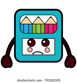 pencils in box kawaii character